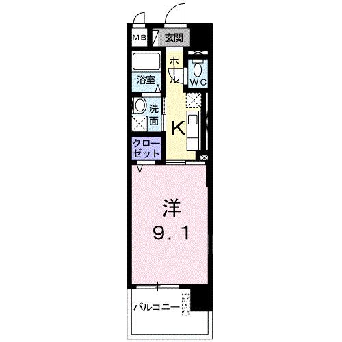 モア ドリーム(1K/1階)の間取り写真