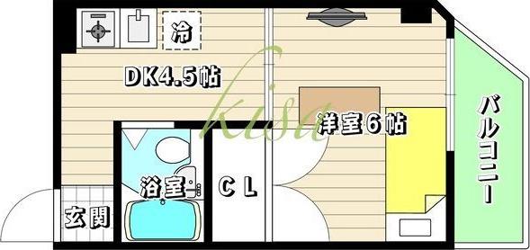 ビクトリー平野(1DK/2階)の間取り写真