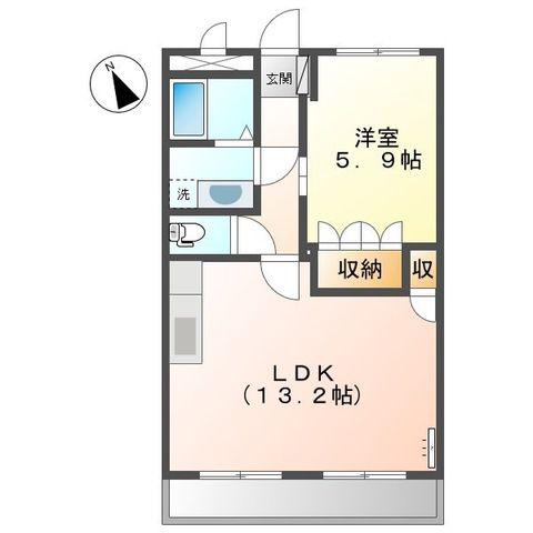 アベニール細江(1LDK/3階)の間取り写真
