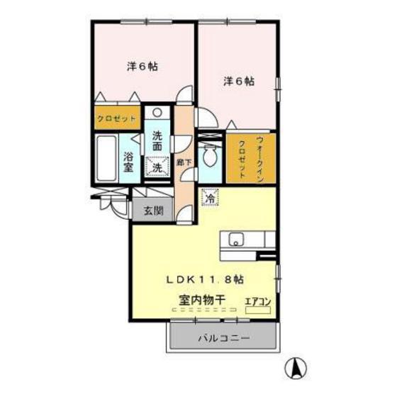 リバーサイド・K(2LDK/2階)の間取り写真
