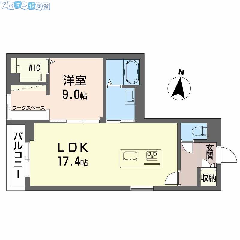 ベレオ万代(1LDK/1階)の間取り写真