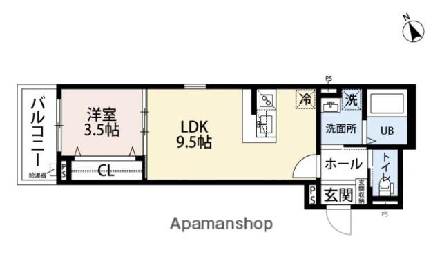 ROBOT HOME 西新(1LDK/2階)の間取り写真