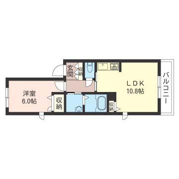 メーラ・M(1LDK/1階)の間取り写真