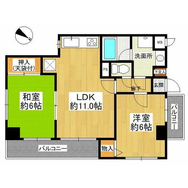 ライオンズマンション東川口第二(2LDK/2階)の間取り写真