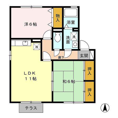 アークフラッツII C棟(2LDK/1階)の間取り写真