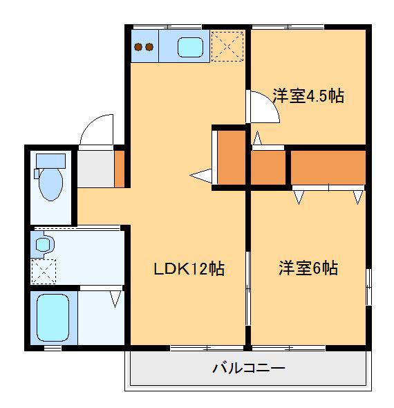 アトレイユC棟(2LDK/1階)の間取り写真