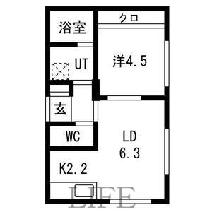 ENCHANT S-VILLAGE16N(1LDK/2階)の間取り写真