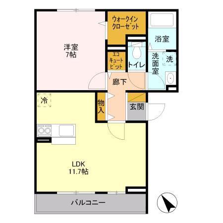 ユーチャリス(1LDK/3階)の間取り写真