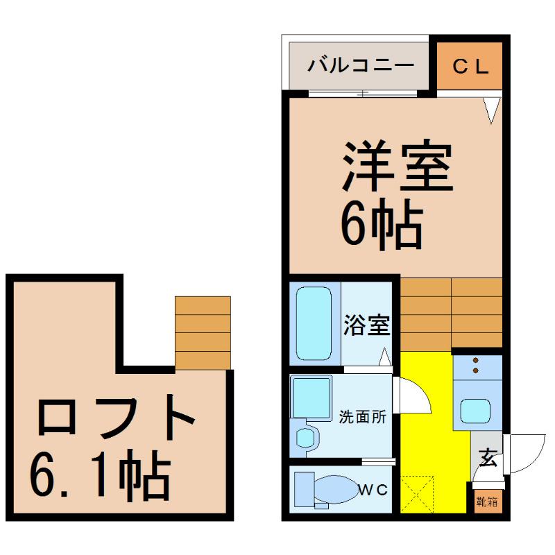 クレシェンテ栄生(1K/1階)の間取り写真