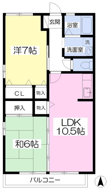リビエール清水(2LDK/1階)の間取り写真