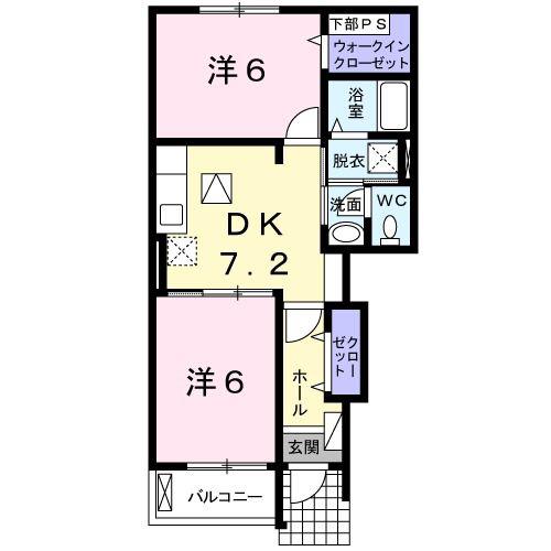 アウローラ(2DK/1階)の間取り写真