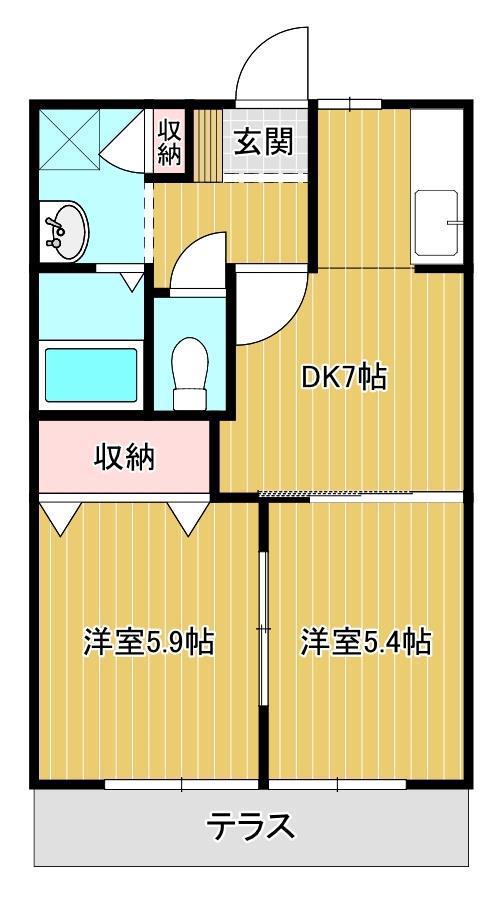 ハイマ-ト(2DK/1階)の間取り写真