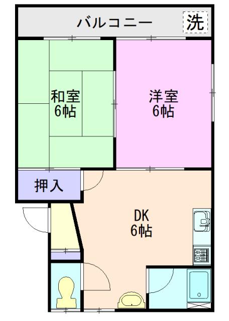 小日向コーポ(2DK/3階)の間取り写真