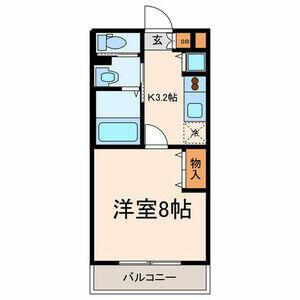 サンメゾン(1K/2階)の間取り写真