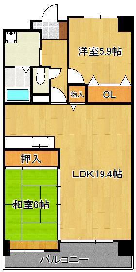 珪州館III(2LDK/2階)の間取り写真