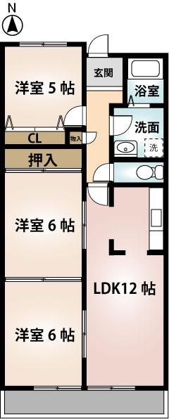 社ハイツ(3LDK/1階)の間取り写真