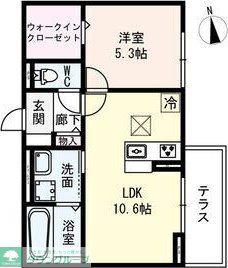 D-ROOM名駅E棟(1LDK/1階)の間取り写真