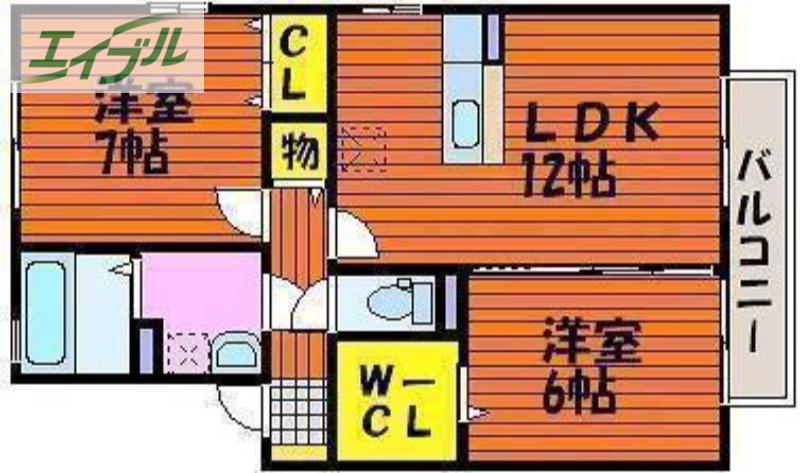 セジュール アサヒガワ(2LDK/2階)の間取り写真