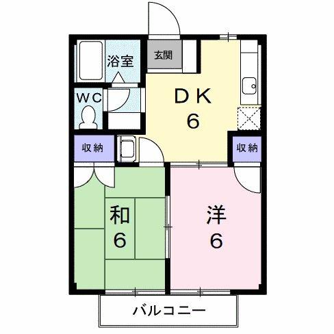 コーポラスHARA(2DK/2階)の間取り写真
