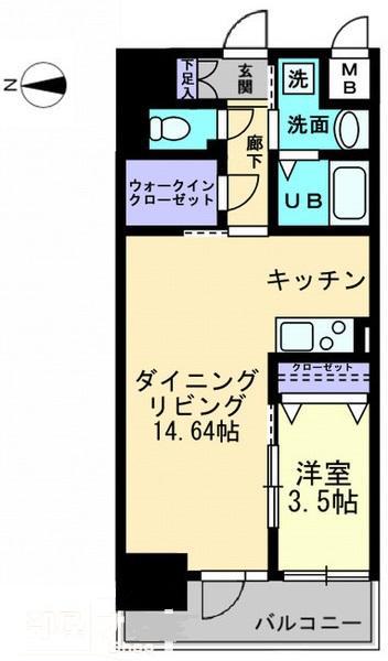 ソラノ瓦町(1LDK/7階)の間取り写真