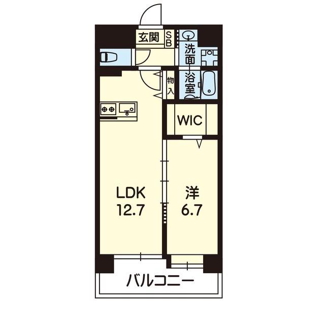 ヴィオラ坪井川遊水公園(1LDK/10階)の間取り写真