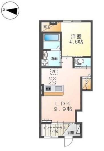 西宮市山口町下山口アパート(1LDK/1階)の間取り写真