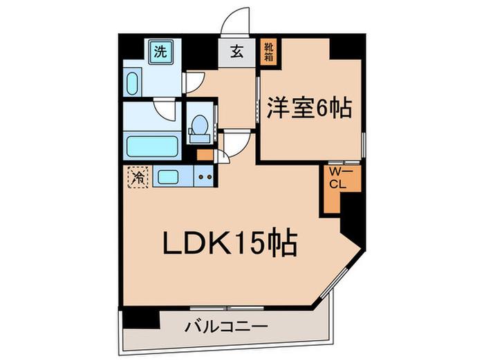 BICHINADA(1LDK/6階)の間取り写真
