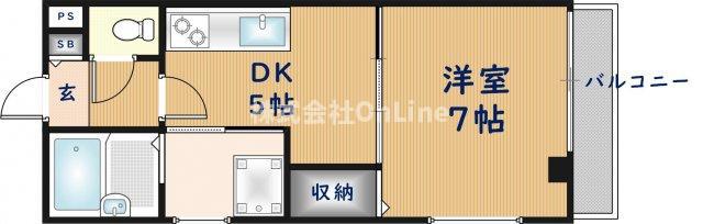 メルシー2000(1DK/7階)の間取り写真