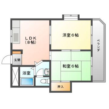 ヴィオス9(2DK/1階)の間取り写真
