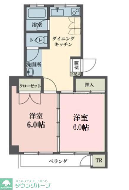ジョイムビル(2DK/4階)の間取り写真