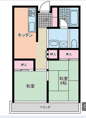 京福日之出マンション(2DK/4階)の間取り写真