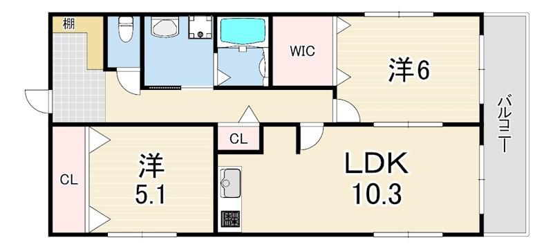NETーK江井島(2LDK/3階)の間取り写真