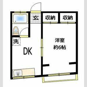 若木グランドコーポ(1DK/1階)の間取り写真