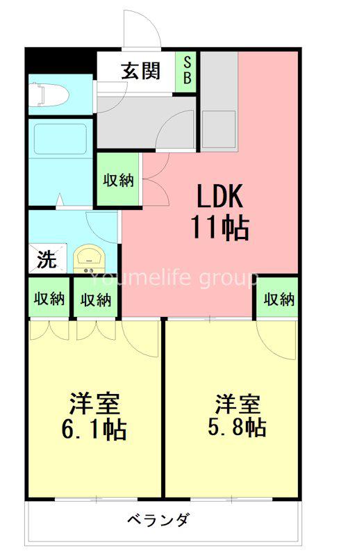 カーサラフロレスタ(2LDK/3階)の間取り写真