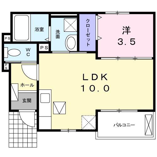 エリーゼ A(1LDK/1階)の間取り写真