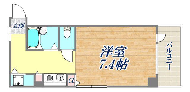 タウンクレスト大原(1K/4階)の間取り写真