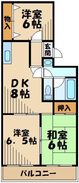 パルセルもえぎ野(3LDK/1階)の間取り写真