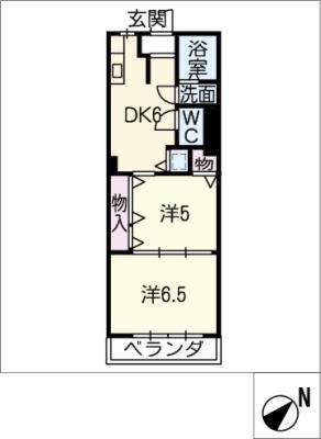 ハイデンス伊代(2DK/3階)の間取り写真