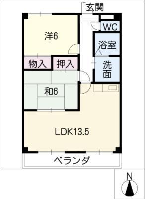 グレースコートII(2LDK/2階)の間取り写真