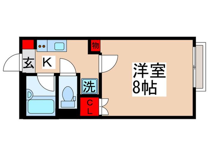 リリーテラスC(1K/1階)の間取り写真