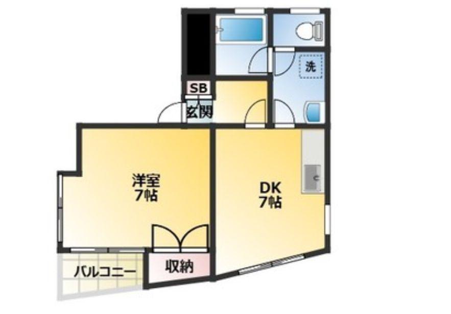 増渕ビル(1DK/4階)の間取り写真