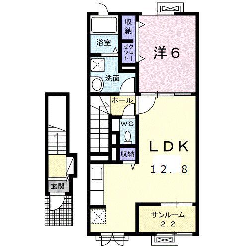 ユリシス(1LDK/2階)の間取り写真