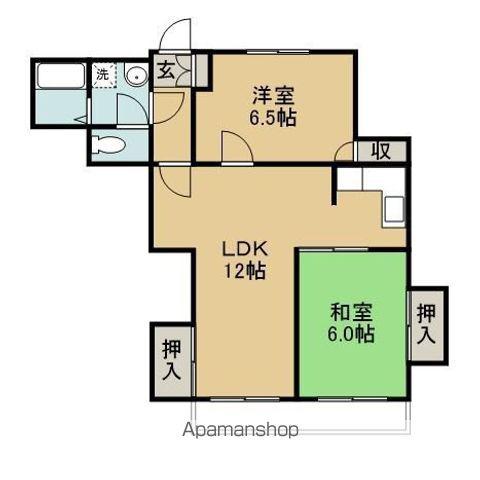 バンベールハウス(2LDK/1階)の間取り写真