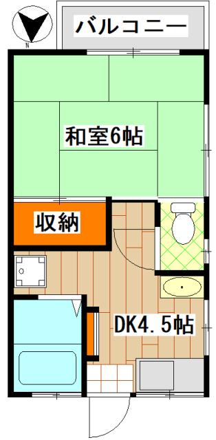 ハイツコウチ(1DK/2階)の間取り写真