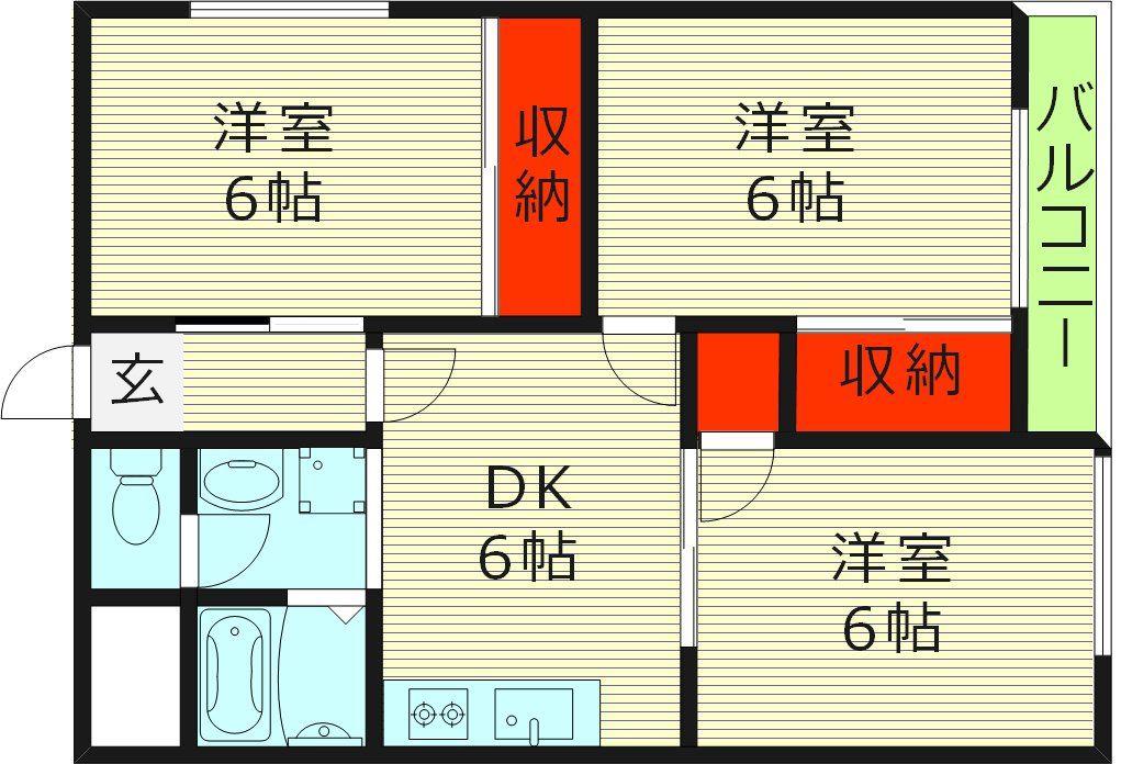 マンションエンゼル(3DK/5階)の間取り写真