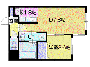 アマン恵庭(1LDK/2階)の間取り写真