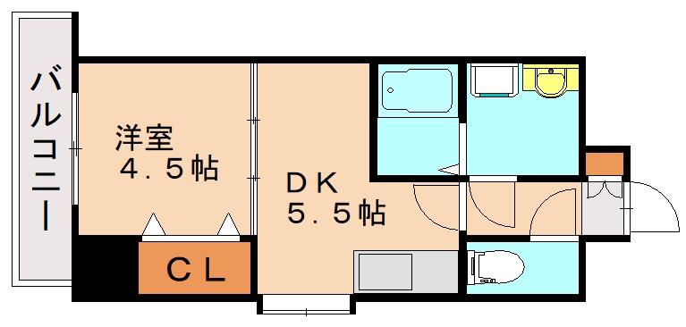 コートハウス中島通(1DK/9階)の間取り写真