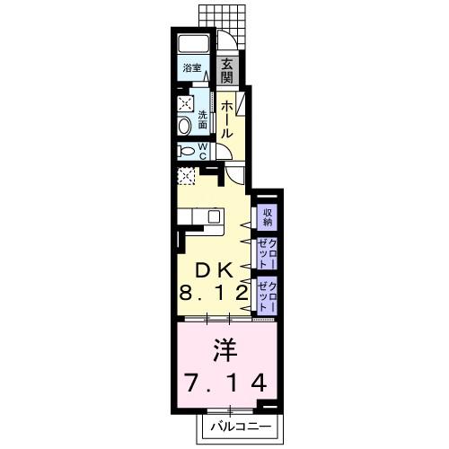 ブライト・ヒルトップ(1LDK/1階)の間取り写真