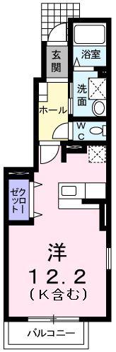 ハピネスプラージュ(ワンルーム/1階)の間取り写真