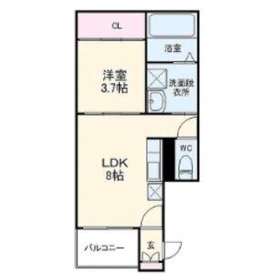 ハーモニーテラス八熊(1LDK/3階)の間取り写真